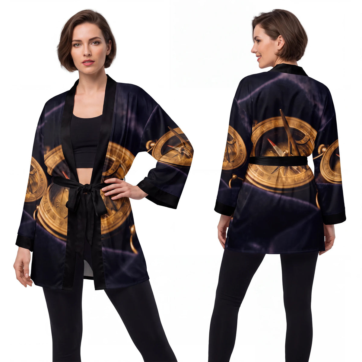 Sundial Compass Long Sleeve Kimono Robe