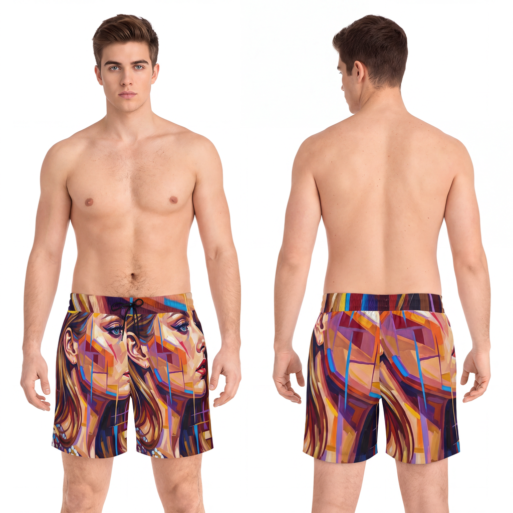Men's Mid-Length Swim Shorts - Shattered Elegance | Echovira...