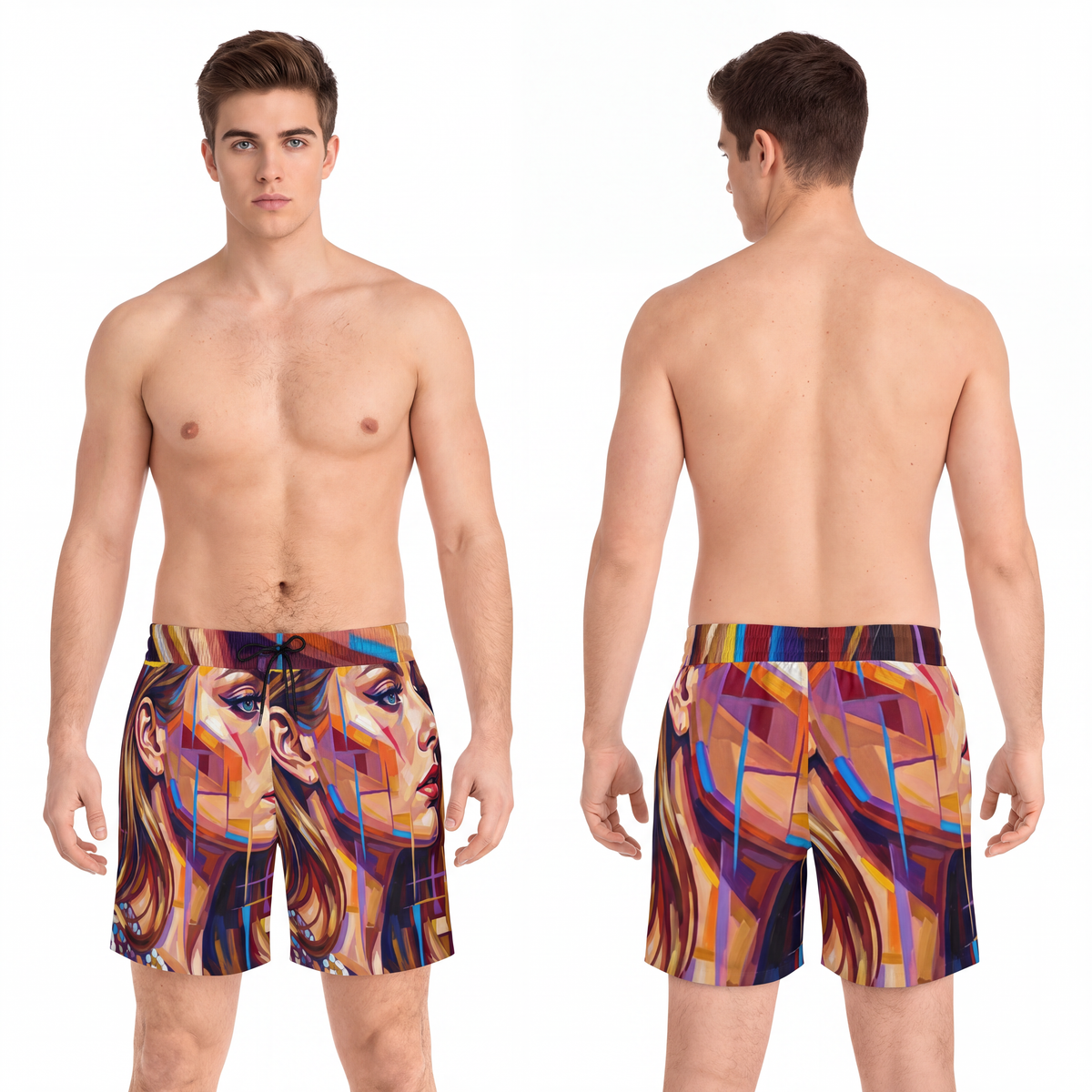 Men's Mid-Length Swim Shorts - Shattered Elegance | Echovira...
