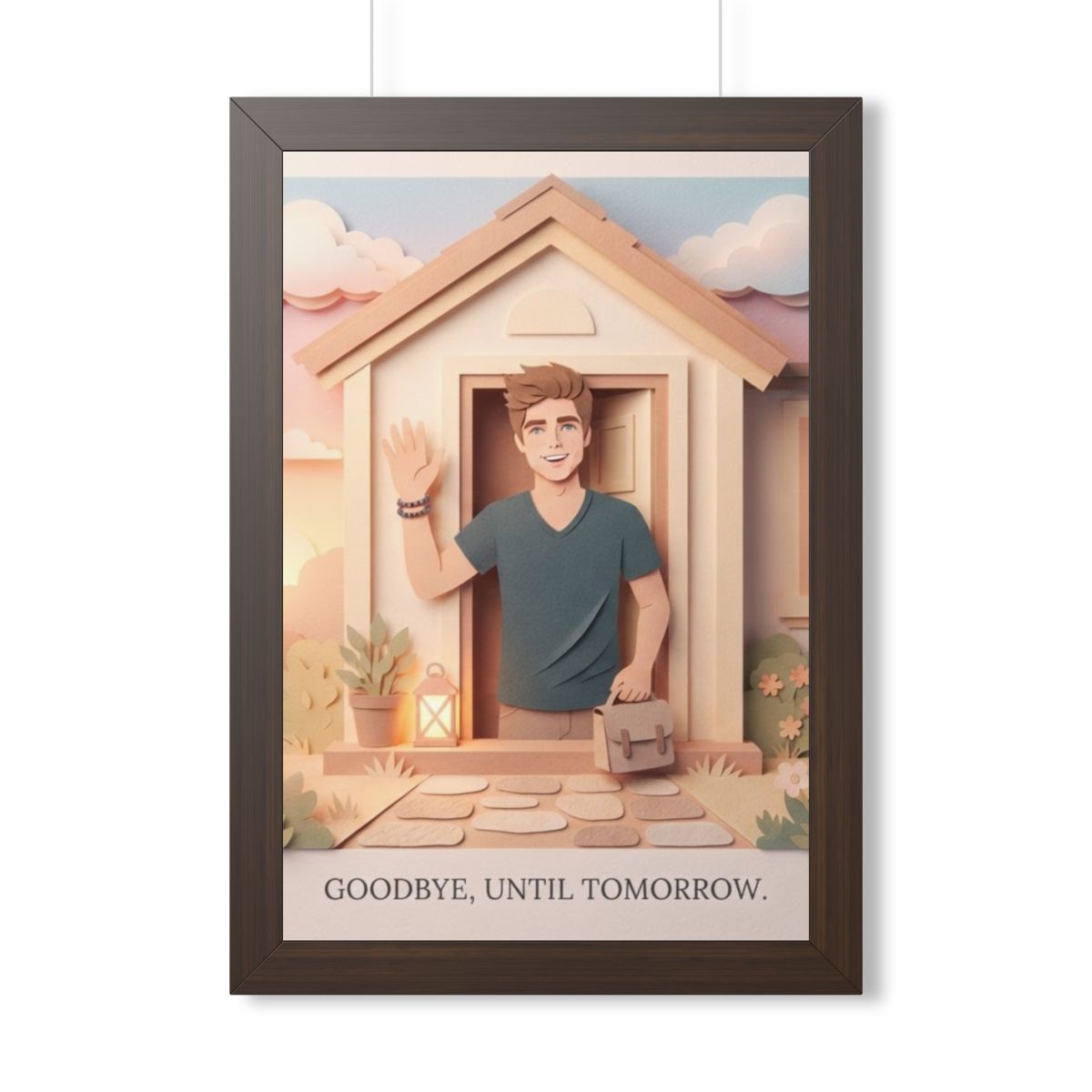 Framed Vertical Poster - Safe Journey Paper Cut Home Art —...