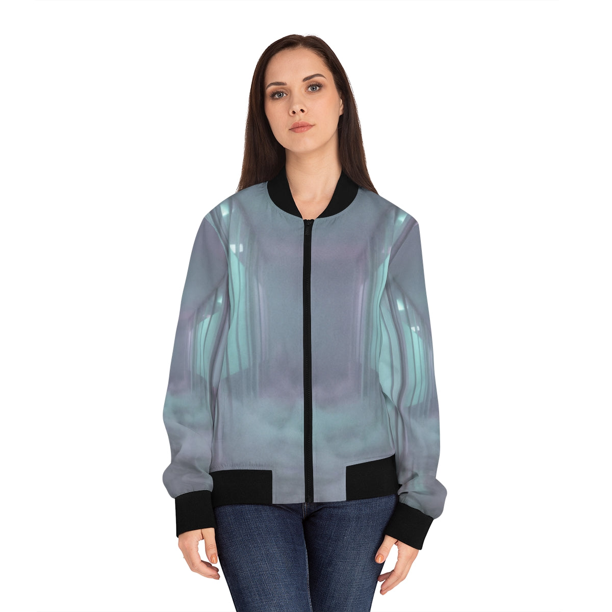 Women's Bomber Jacket - Liminal Corridor Fog Art Print |...