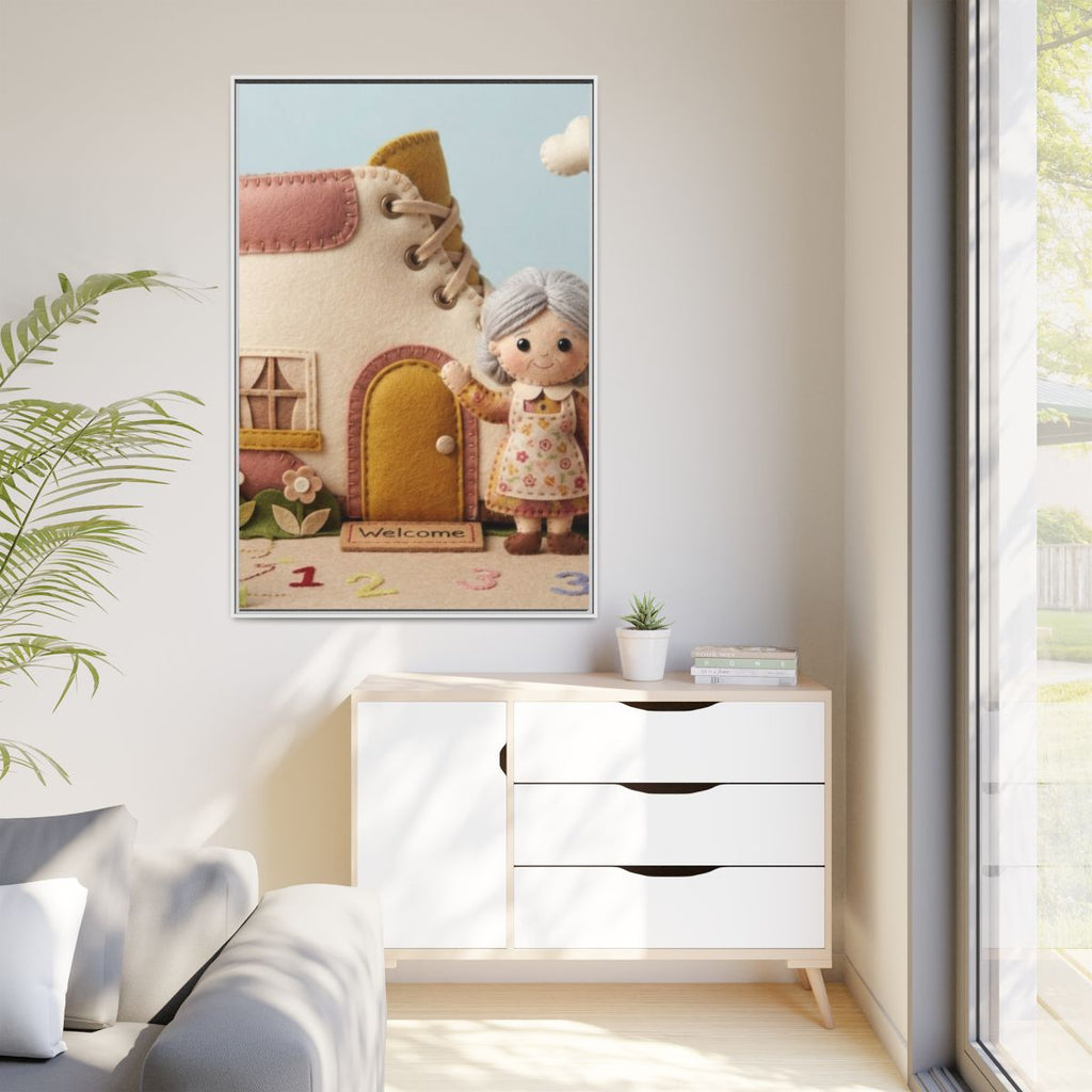 Matte Canvas - Framed Felted Shoe Cottage — White / 1.25"......