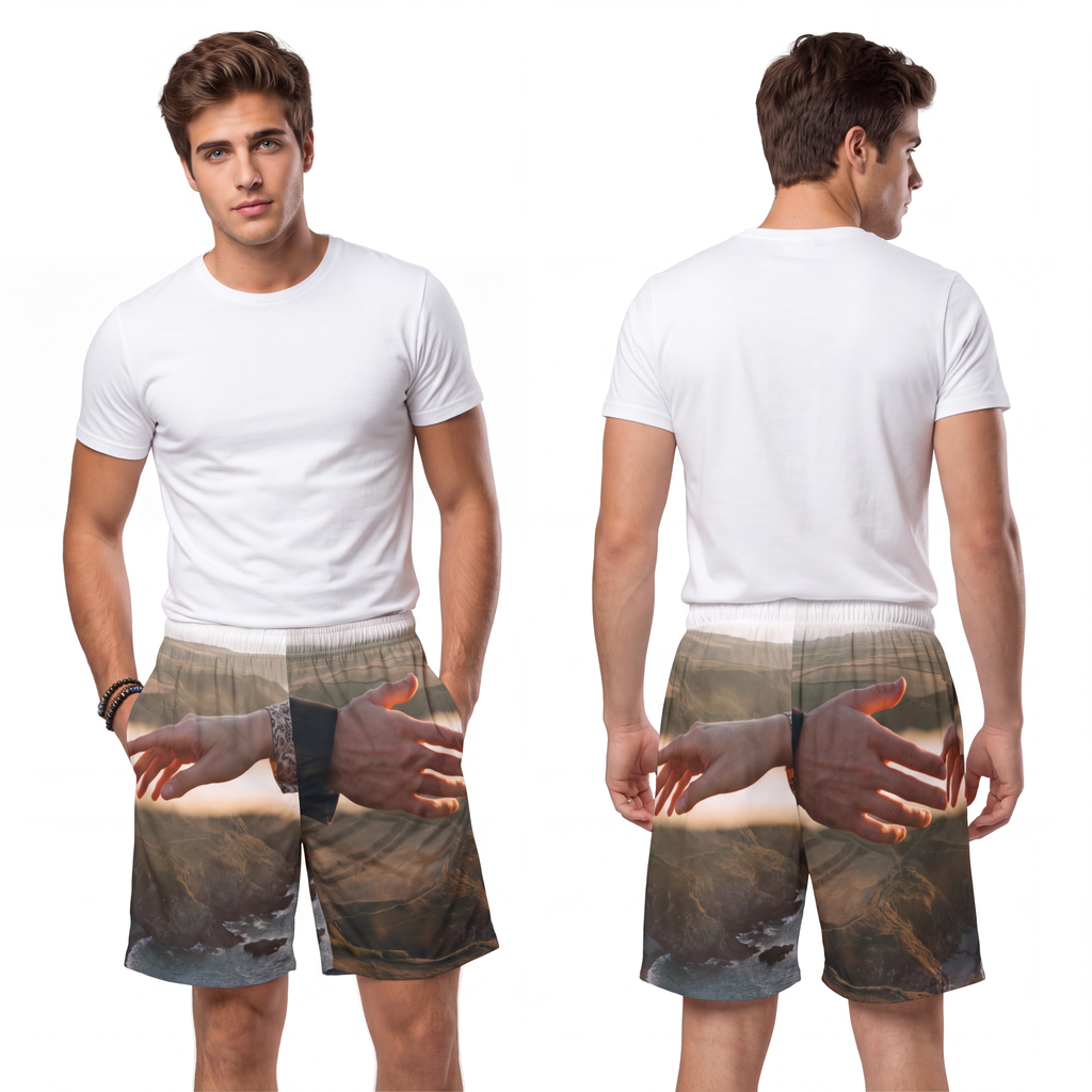 Men's Sports Shorts - The Infinite Touch | Ethereal Coastal...