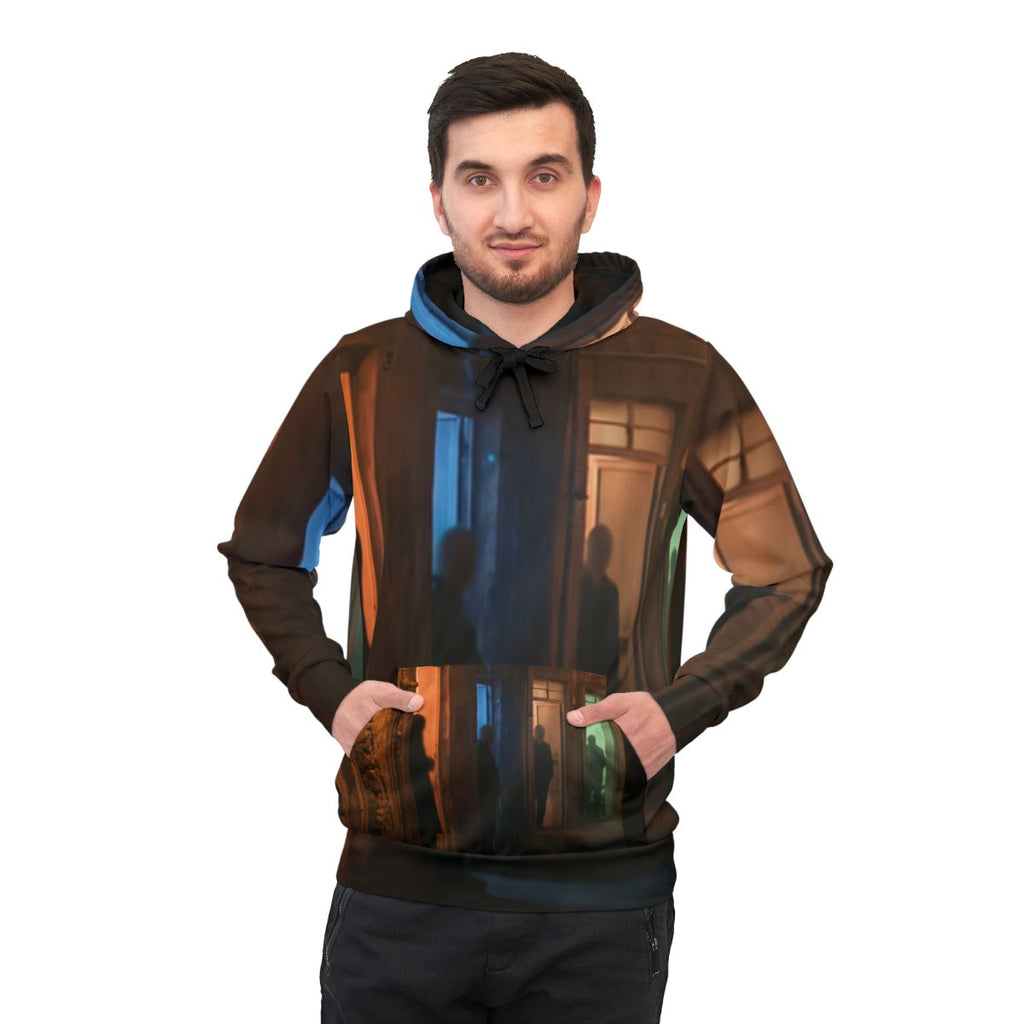 Men's Athletic Hoodie - Nocturnal Alleyway Misty Street Art...