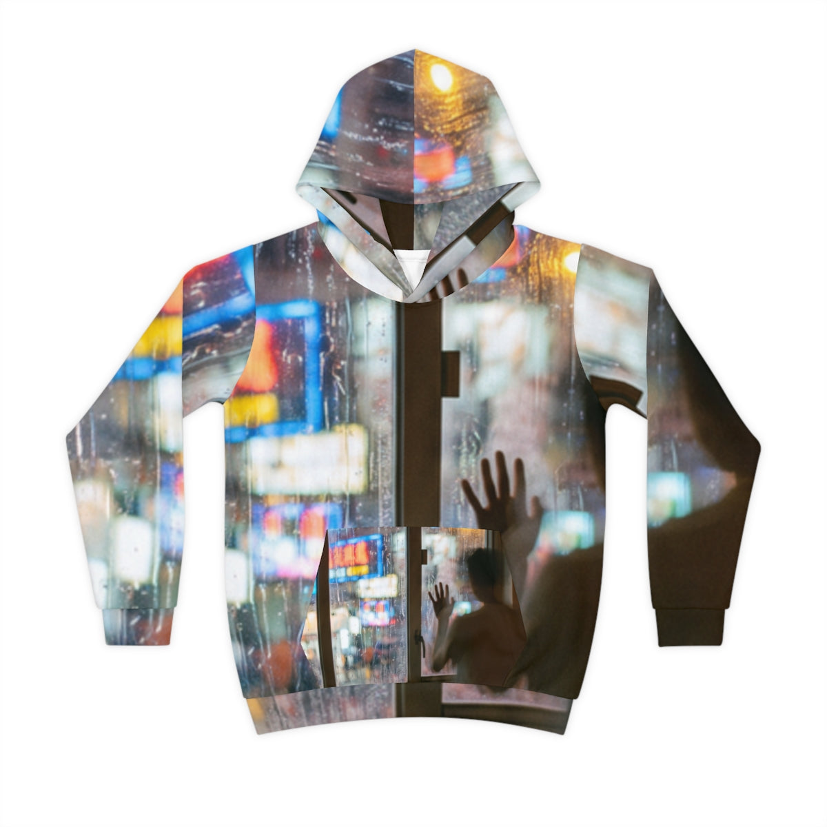 बारिश वाले सिटी आर्ट के साथ Kids Hoodie