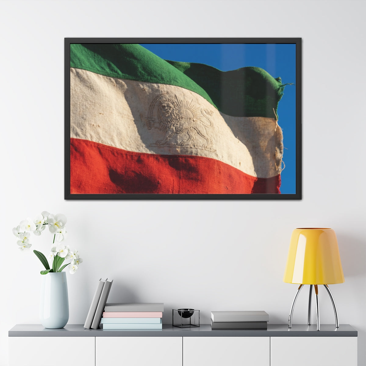 Framed Posters - Vintage Persian Lion and Sun Heritage Flag...
