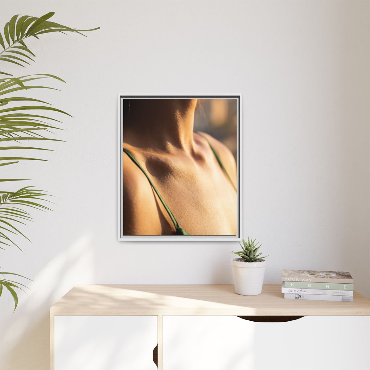 Golden Hour Matte Canvas - Framed Sunset Wall Art — White /...