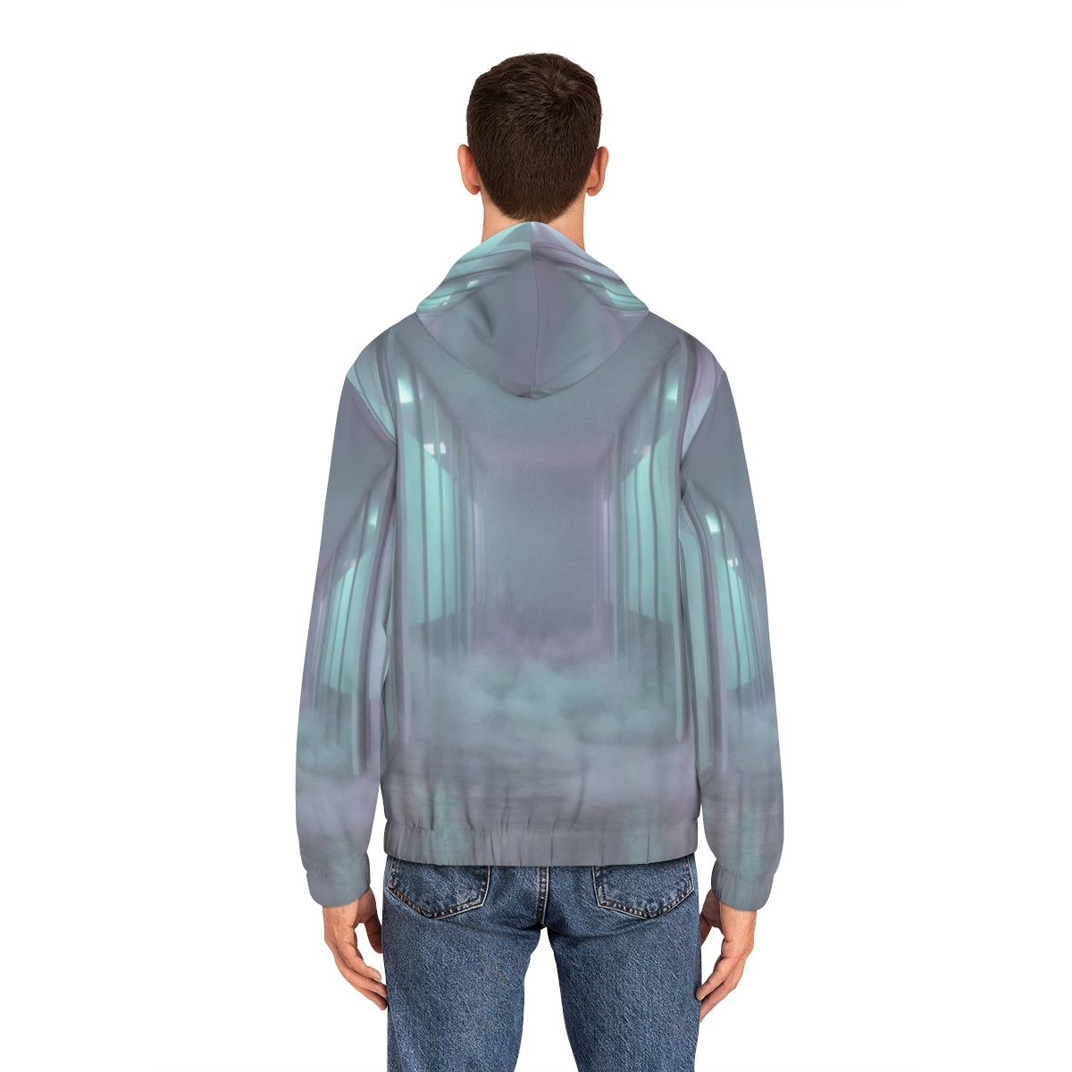Men's Full-Zip Hoodie - Liminal Corridor Fog Art Print |...