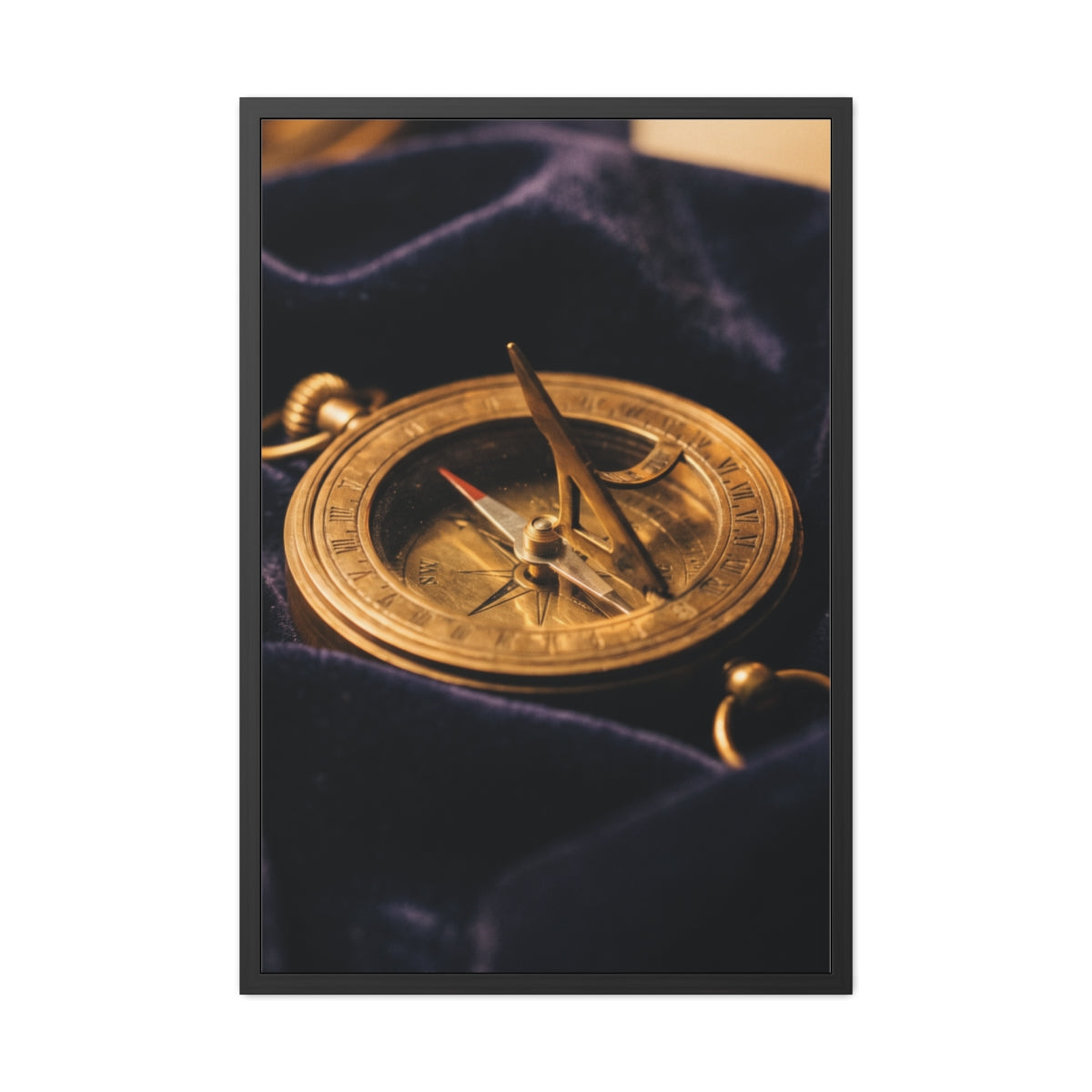Portrait Framed Poster Brass Sundial Compass
