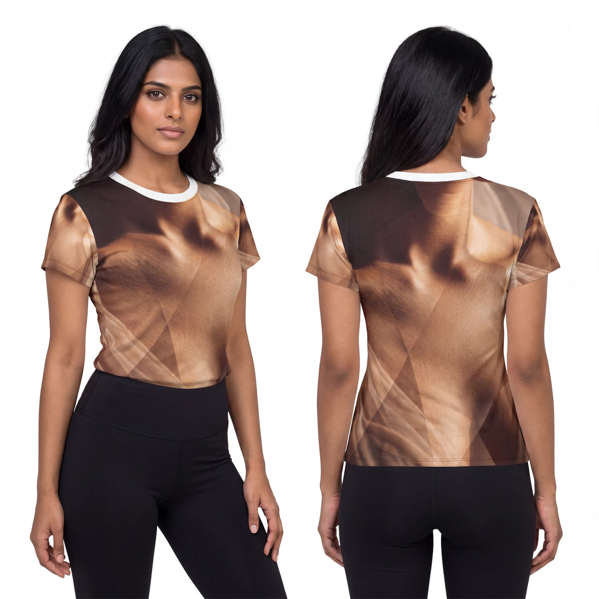 Women's Cut & Sew Tee with Veiled Form Art