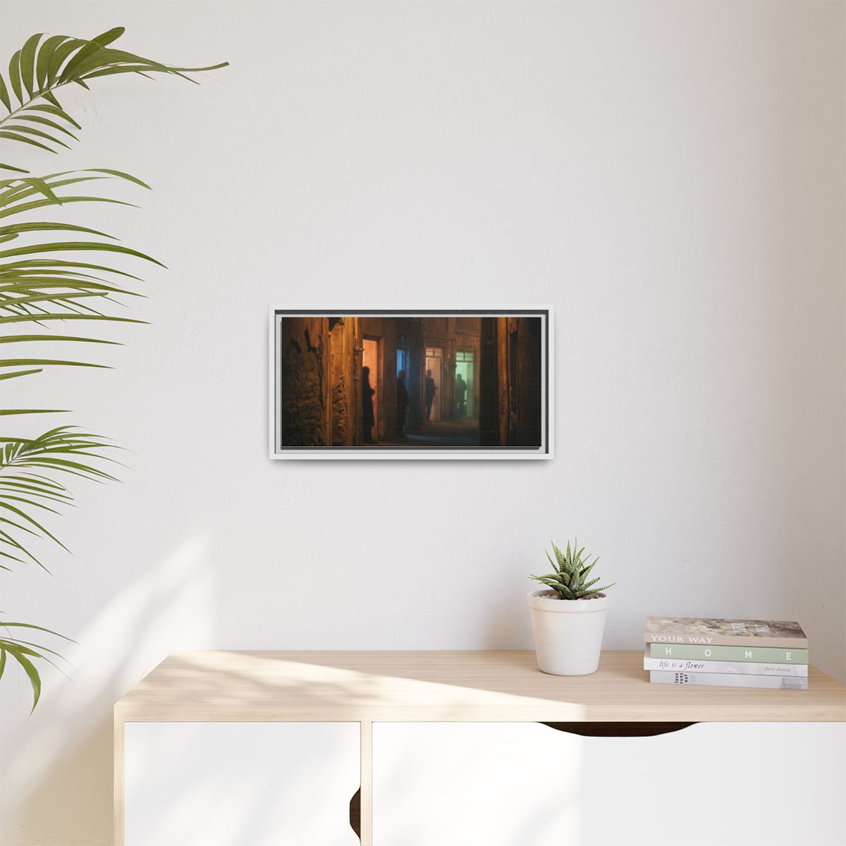 Matte Canvas, Framed - Shadowed Alleyway Mystery Art Print...