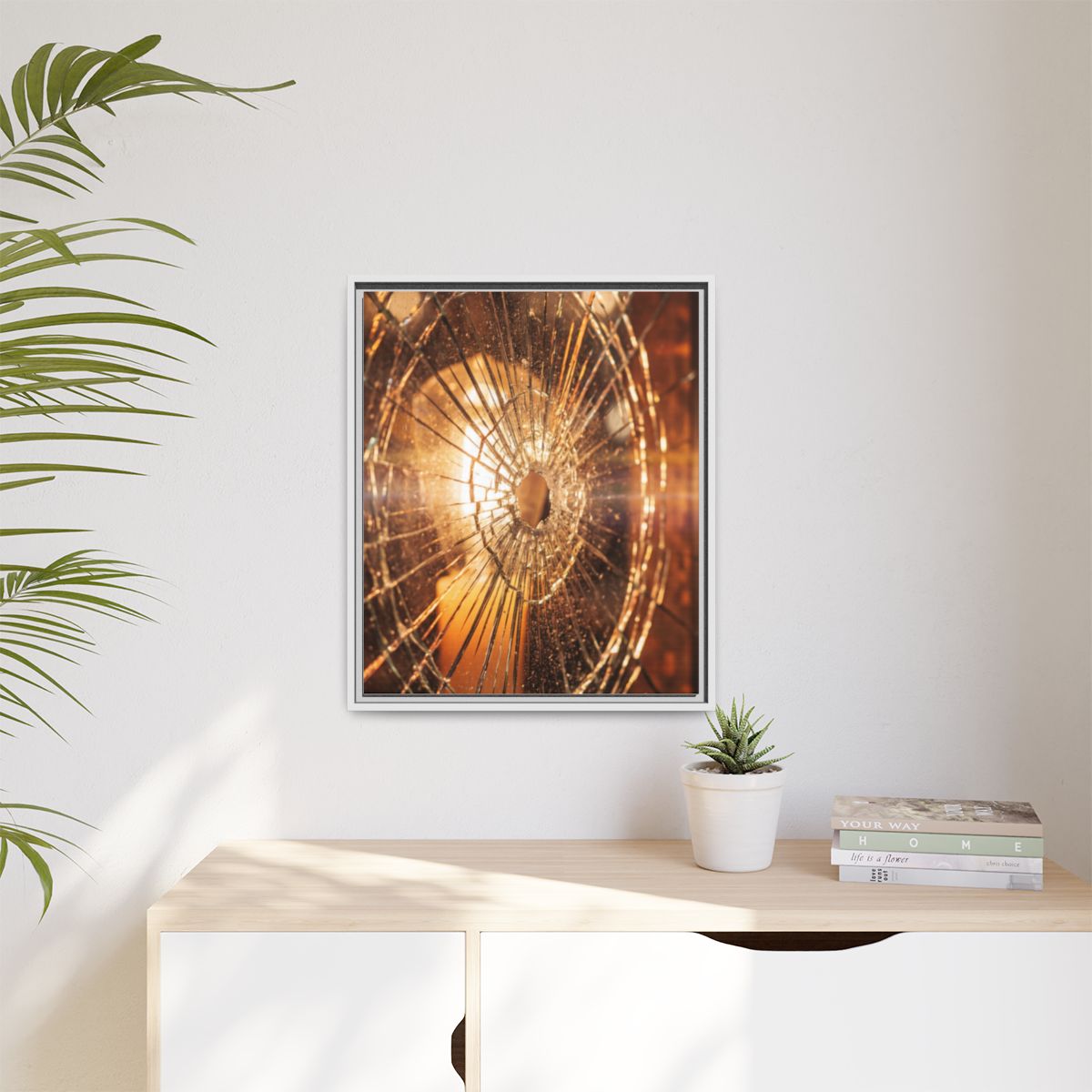 Matte Canvas, Framed - Golden Fractured Art — White / 1.25"...