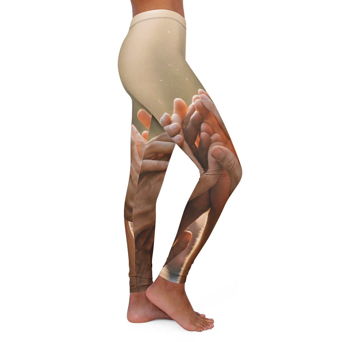Women's Casual Spandex Leggings - Golden Rays of Unity Wall...