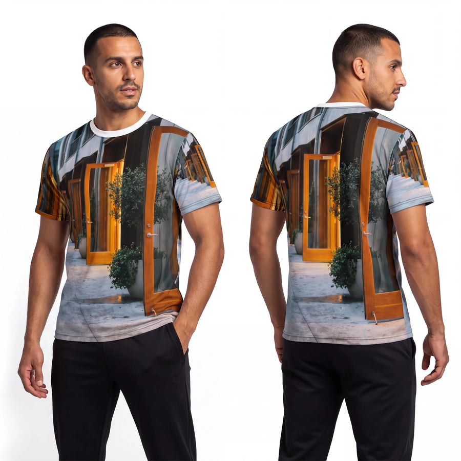 Men's Cut & Sew Tee - Twilight Courtyard