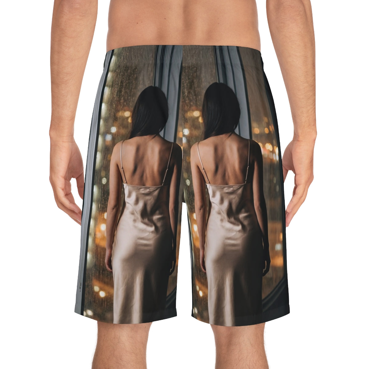 Men's Board Shorts - Rainscape Nightscape | Echovira Gallery