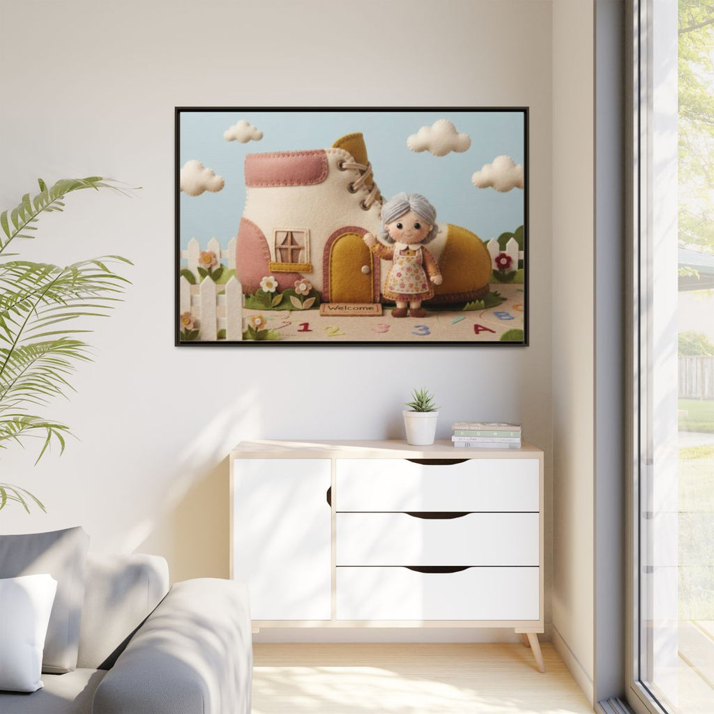Matte Canvas - Framed Felted Shoe Cottage — Espresso / 1.25"...