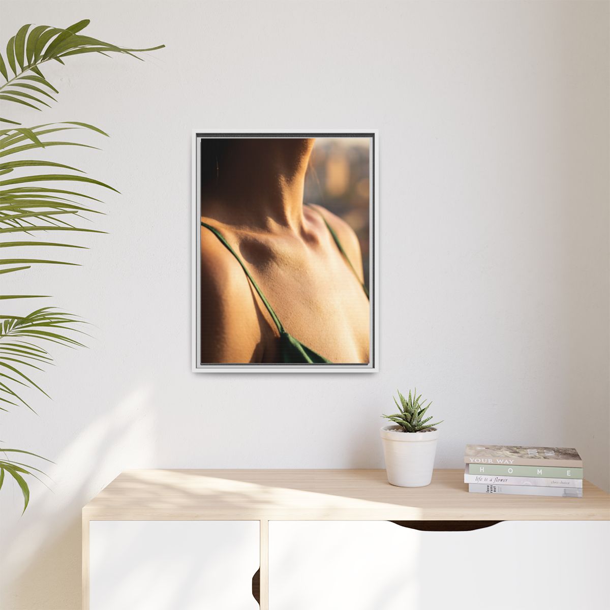 Golden Hour Matte Canvas - Framed Sunset Wall Art — White /...