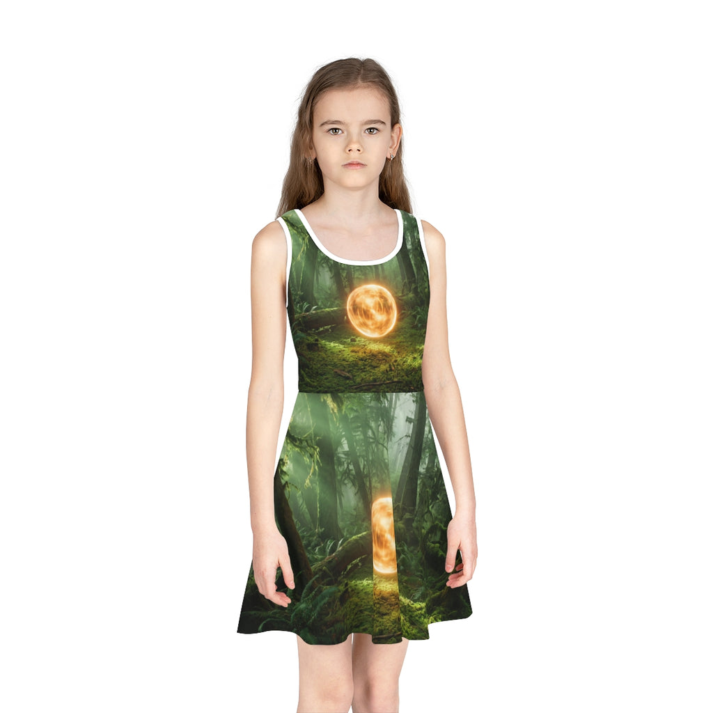 Girls' Sleeveless Sundress with Mystic Forest Art