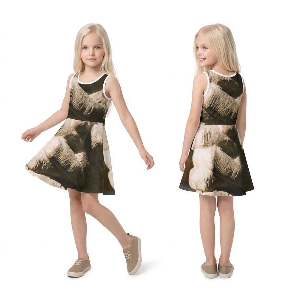 Girls' Sundress with Classical Stone Hands Art