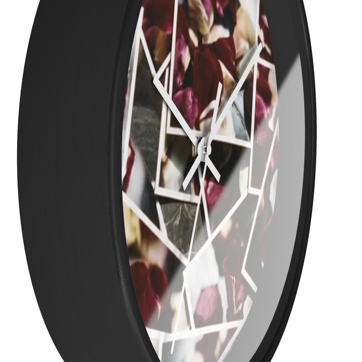 Wall Clock - Crimson Echoes Rose Petal Mosaic | Echovira...