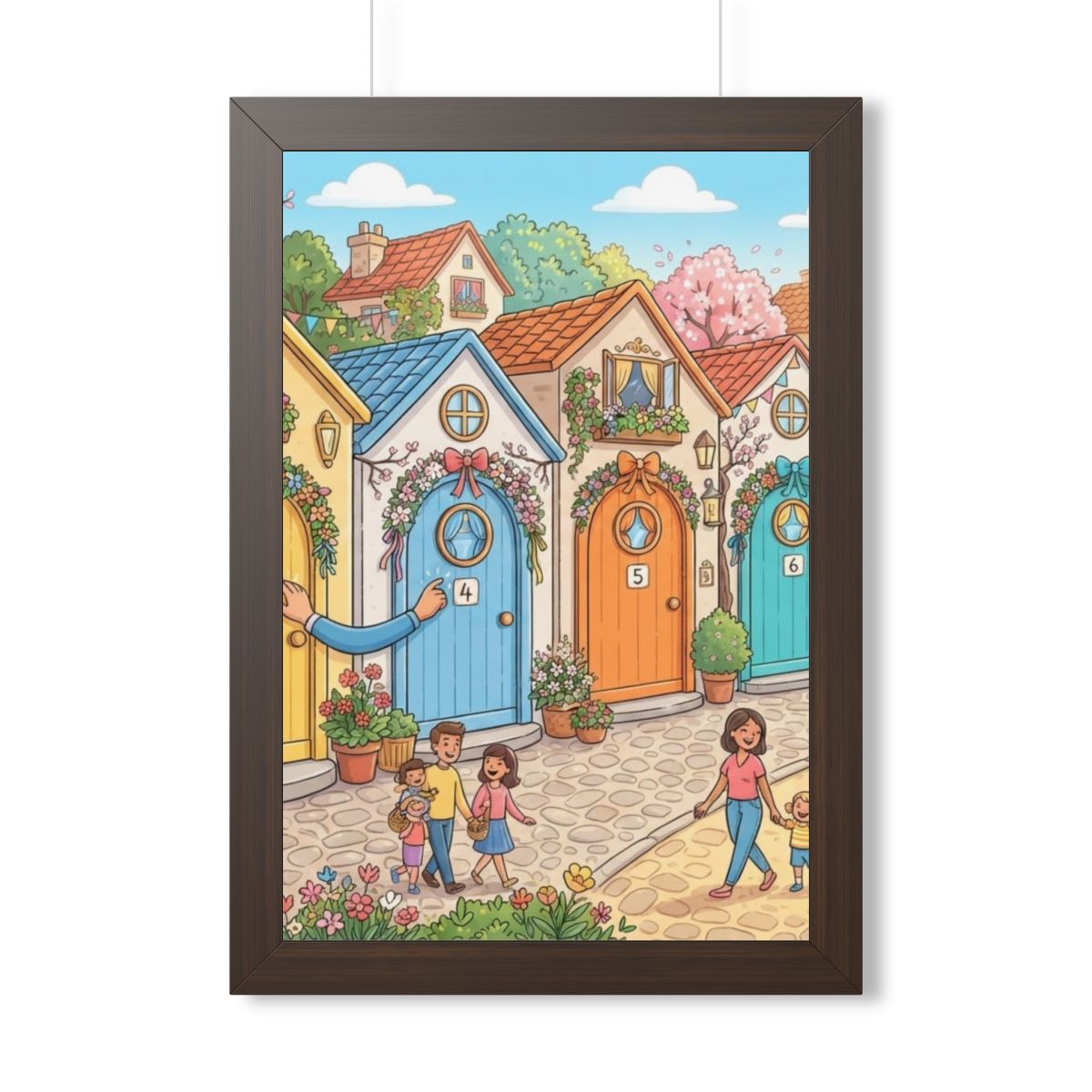Framed Vertical Poster - Storybook Lane Gateway — Walnut......