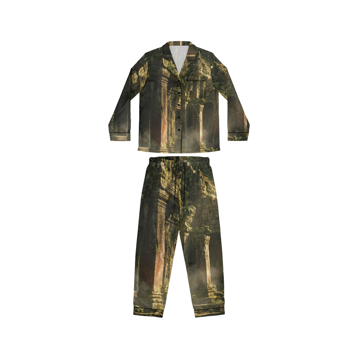 Women's Satin Pajamas - Sacred Temple | Echovira Gallery