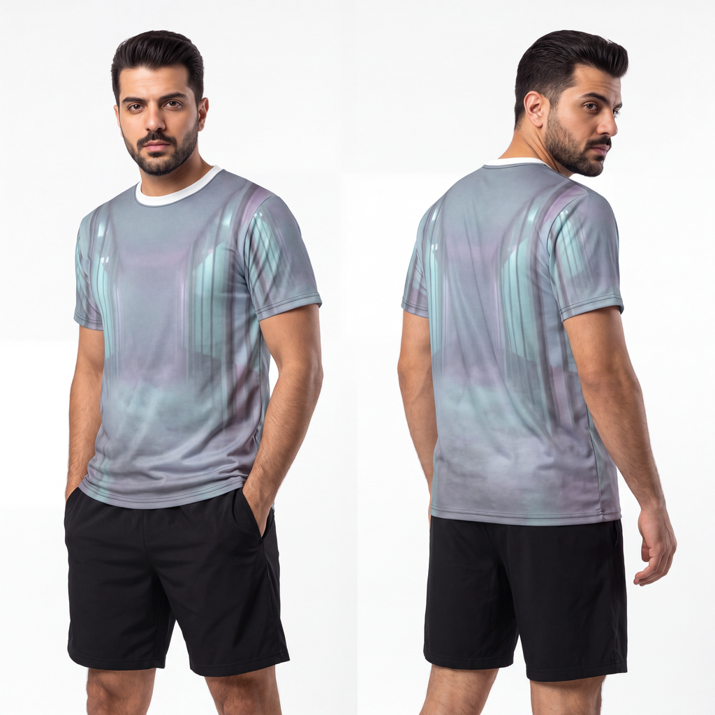 Men's Cut & Sew Tee - Liminal Fog | Echovira Gallery