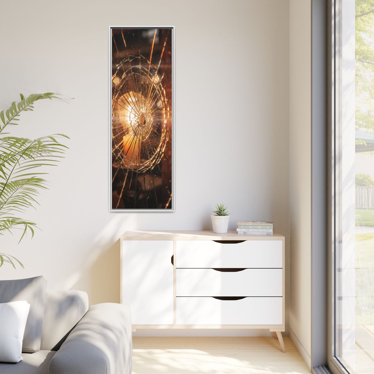 Matte Canvas, Framed - Golden Fractured Art — White / 1.25"...