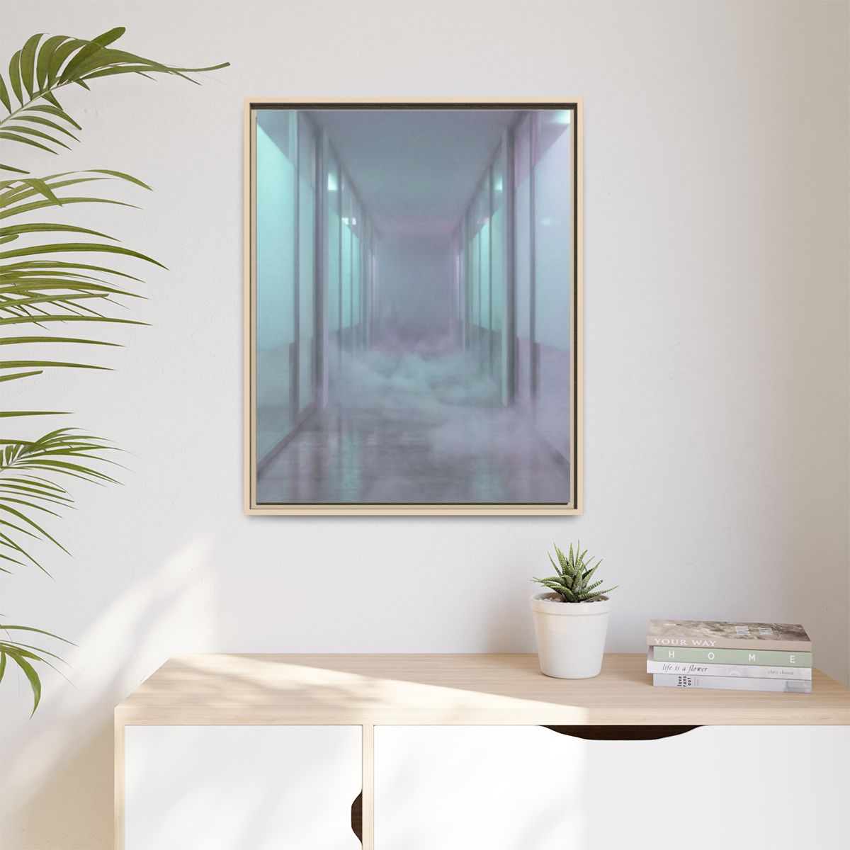 Matte Canvas, Framed - Liminal Corridor Fog Art Print —... |...