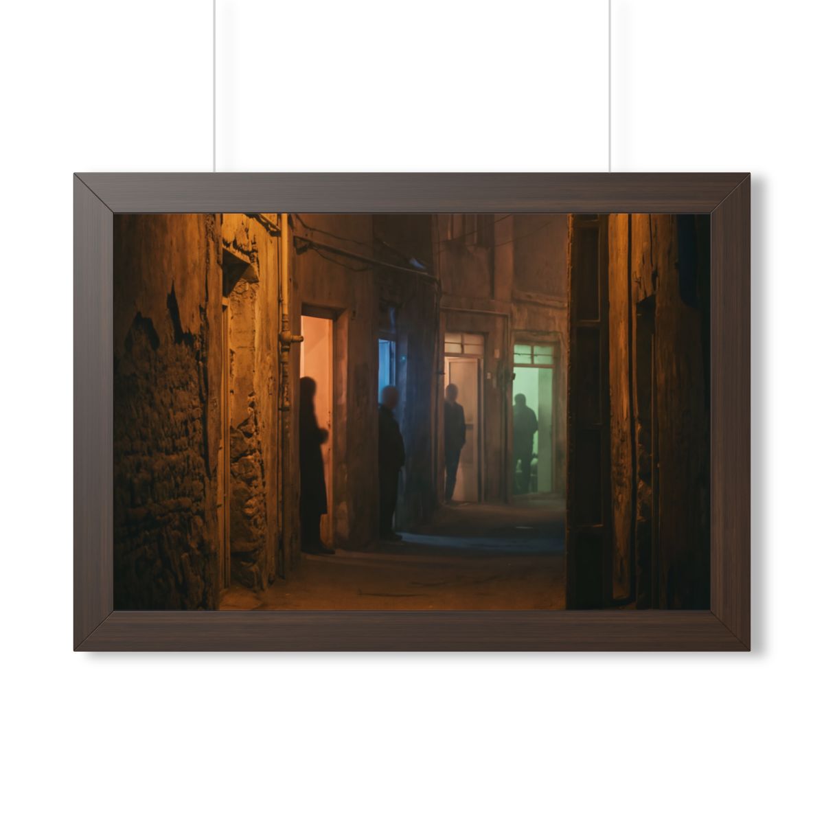 Framed Horizontal Poster - Shadowed Alleyway Mystery Art......