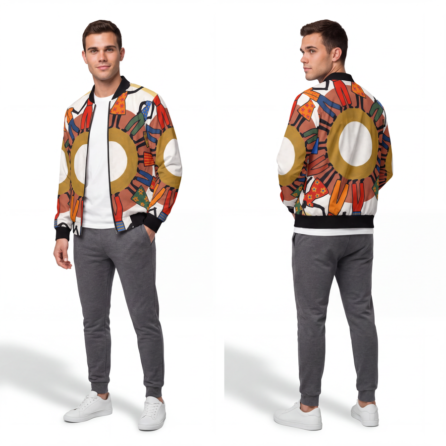 Men's Bomber Jacket - Unity Mandala Folk Art