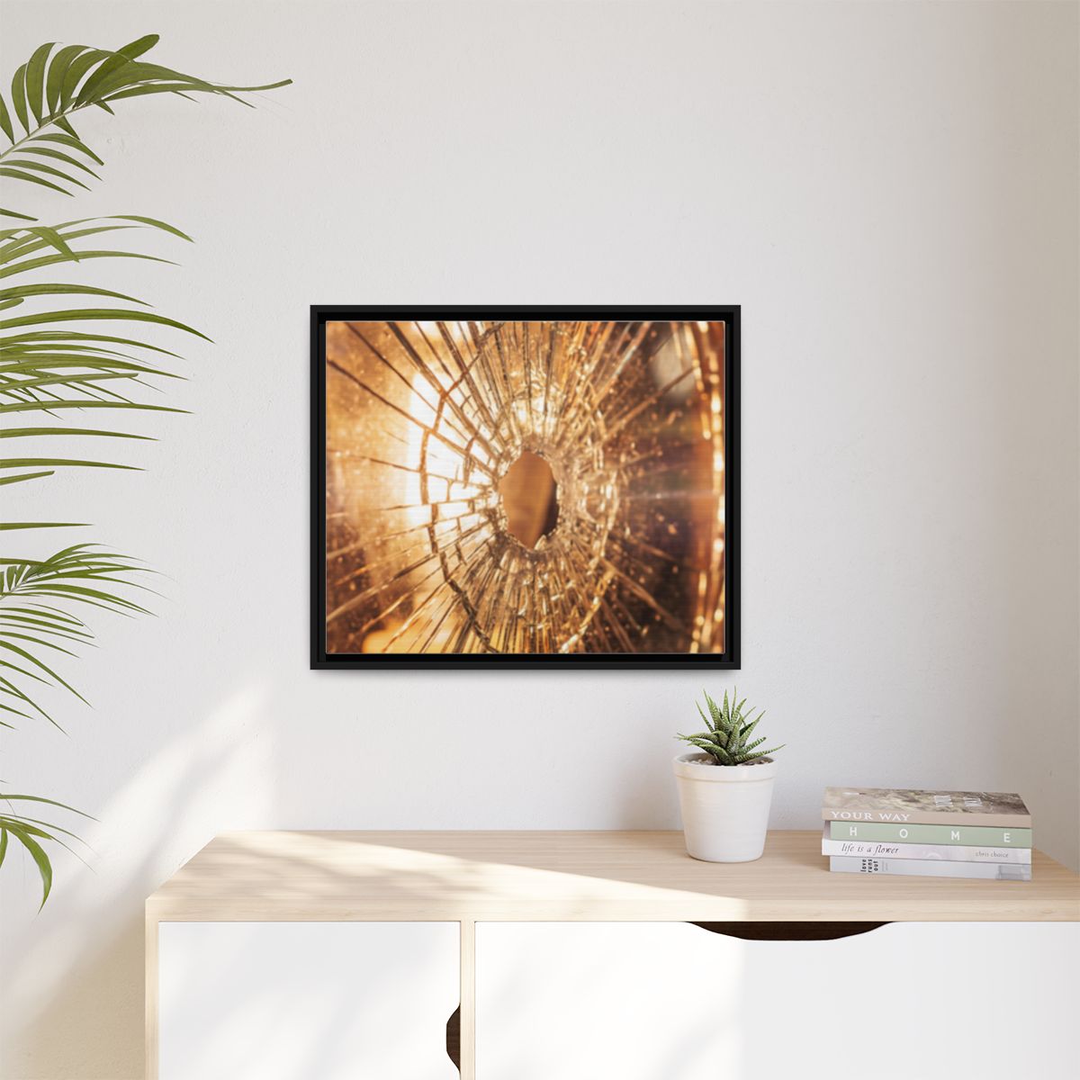 Matte Canvas, Framed - Golden Fractured Art — Black / 1.25"...