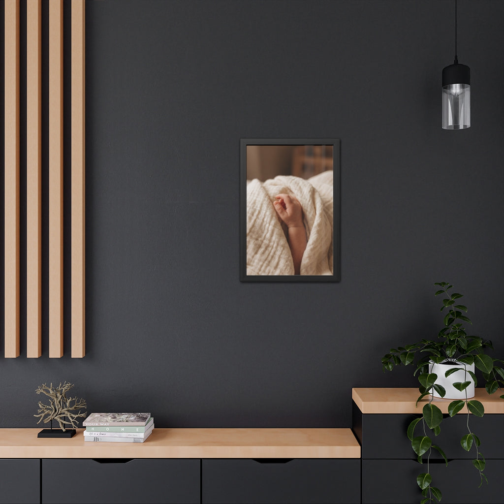 Framed Poster - Tender Newborn Hand (8×12, 9×11, 11×14... |...