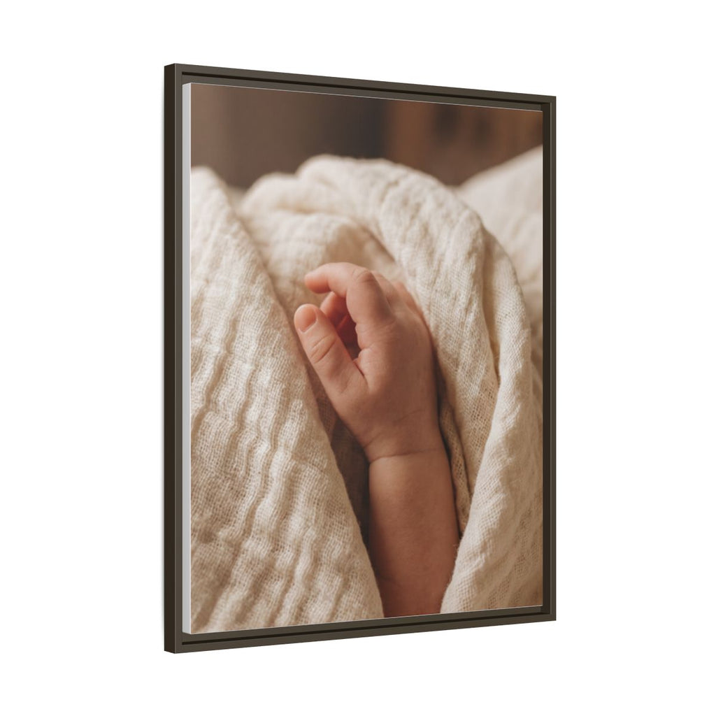 Framed Matte Canvas - Tender Newborn Hand (8×10, 9×12, 11×14, 12×16, 10×20, 12×18, 16×20, 16×24, 18×24, 12×36, 20×24, 16×32, 20×30, 24×30, 24×32, 16×48, 24×36, 24×48, 30×40, 20×60, 32×48, 30×60 & 40×60)