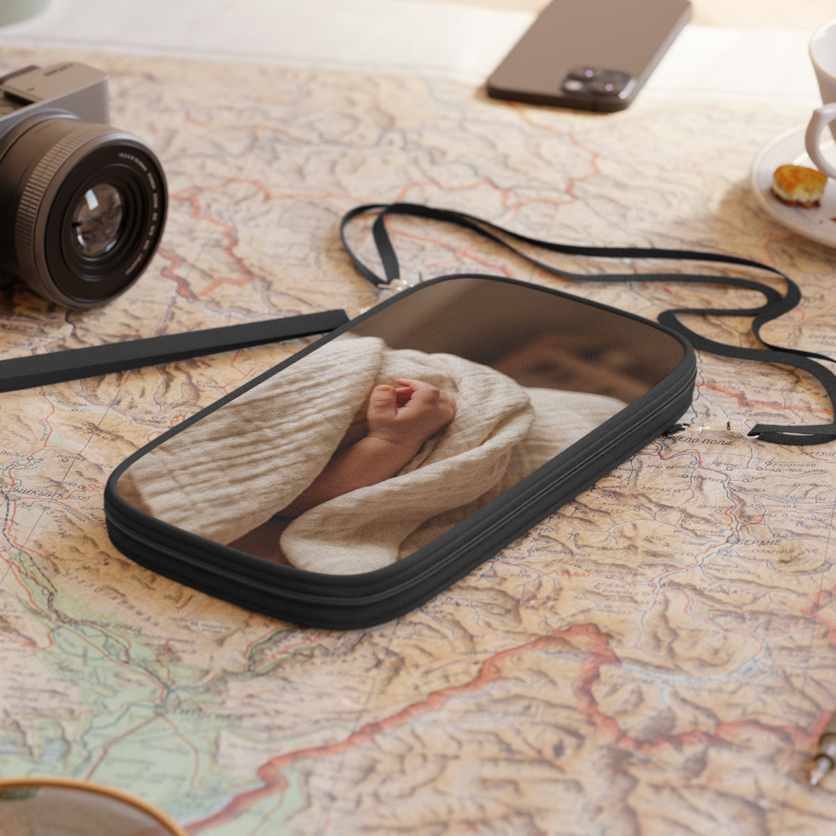 Passport Wallet - Tender Newborn Hand in Soft Muslin Blanket...