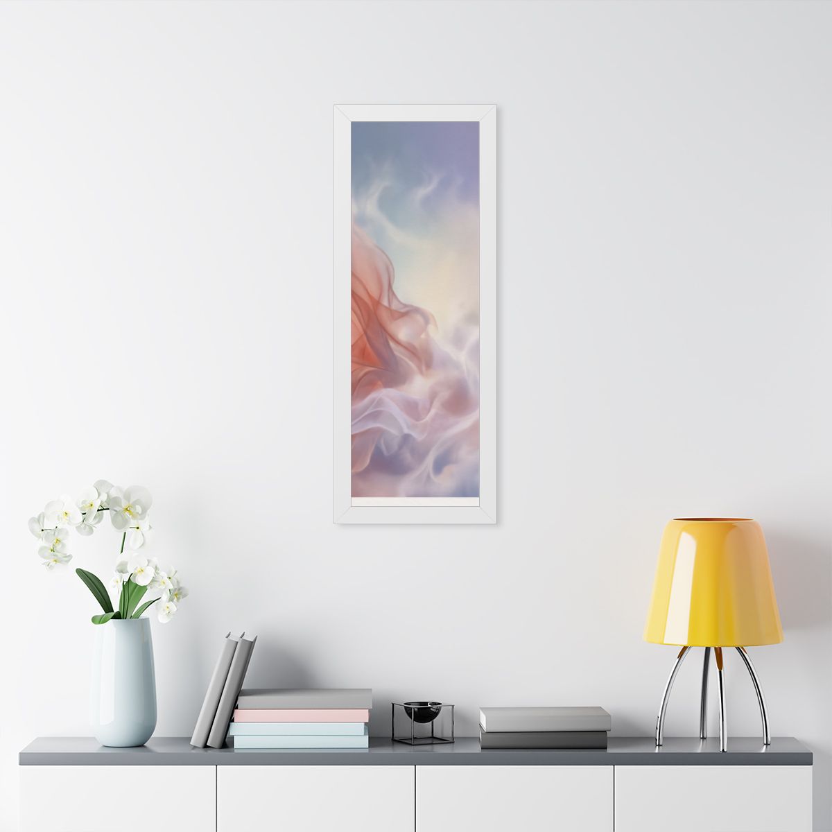 Framed Vertical Poster - Ethereal Silk Flow Pastel... |...