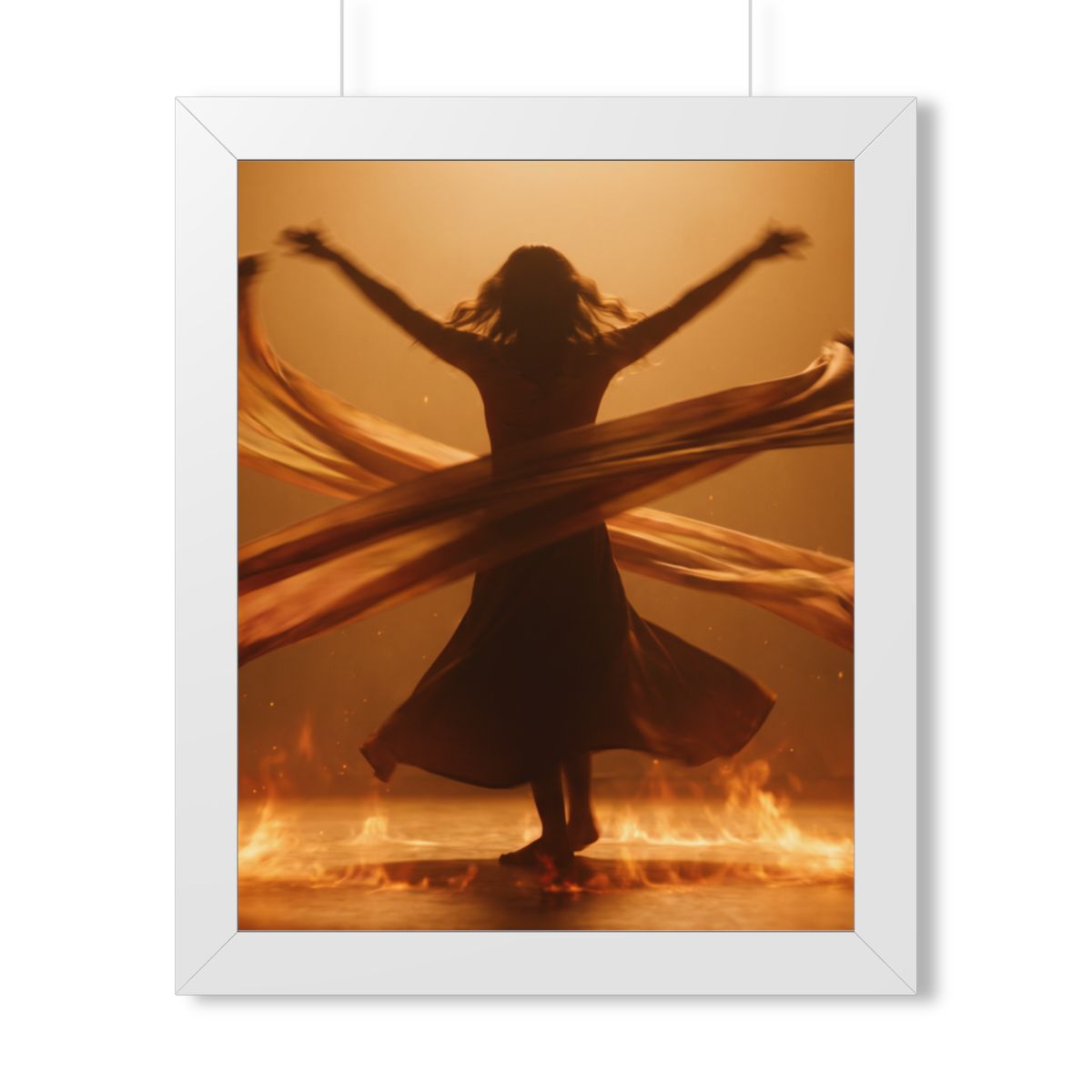 Framed Vertical Poster - Fire Dance Ascent — White (11×14......