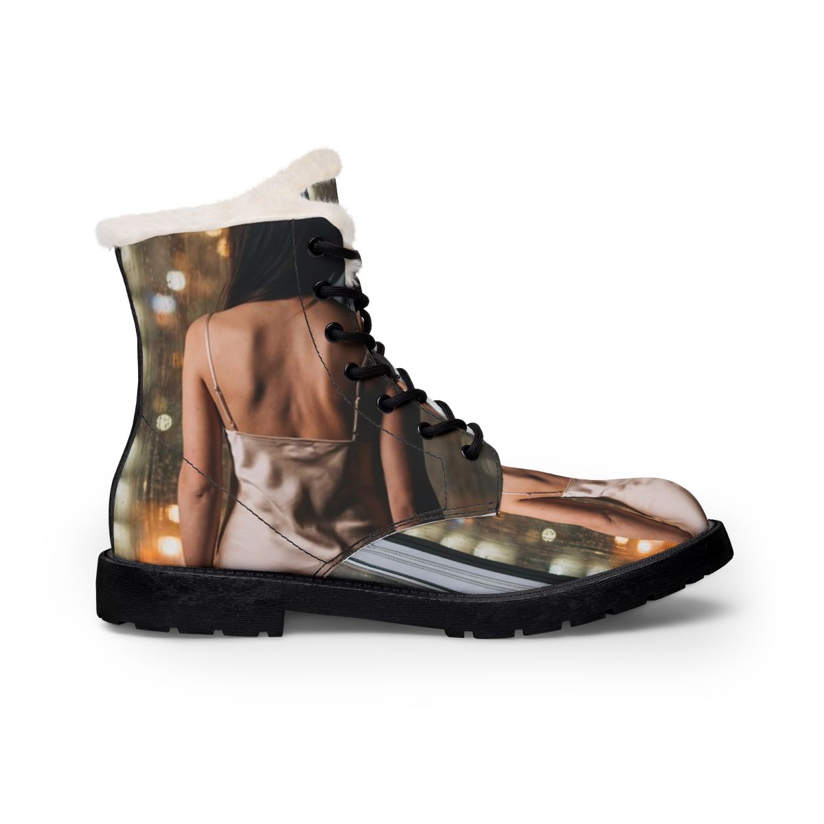 Women's Leather Boots - Shimmering City Grid | Echovira...
