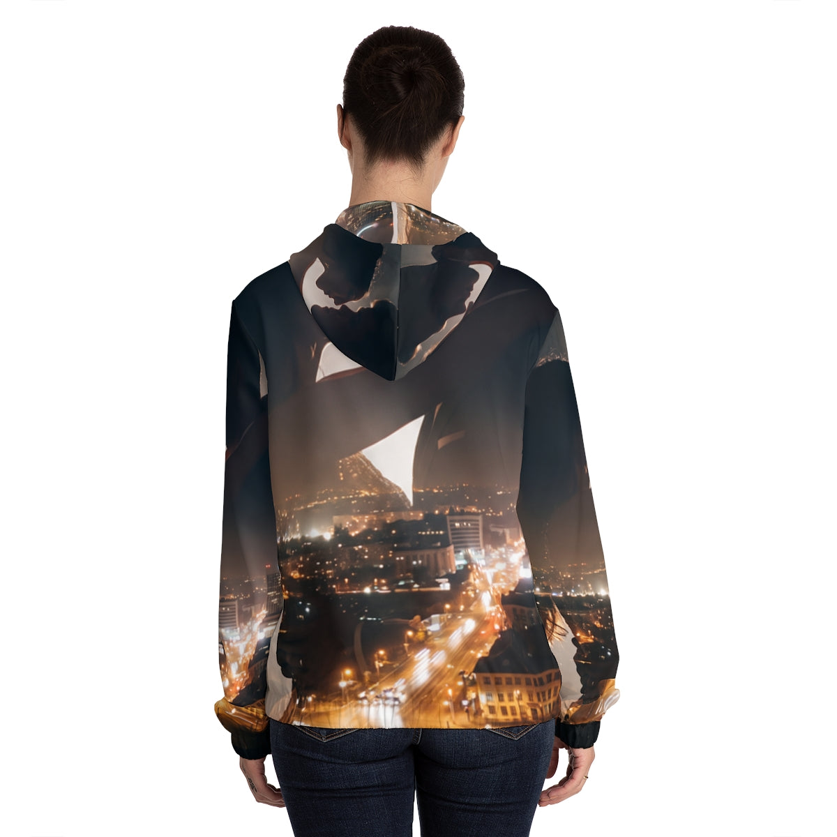 Women's Full-Zip Hoodie - Midnight City Skyline | Echovira...