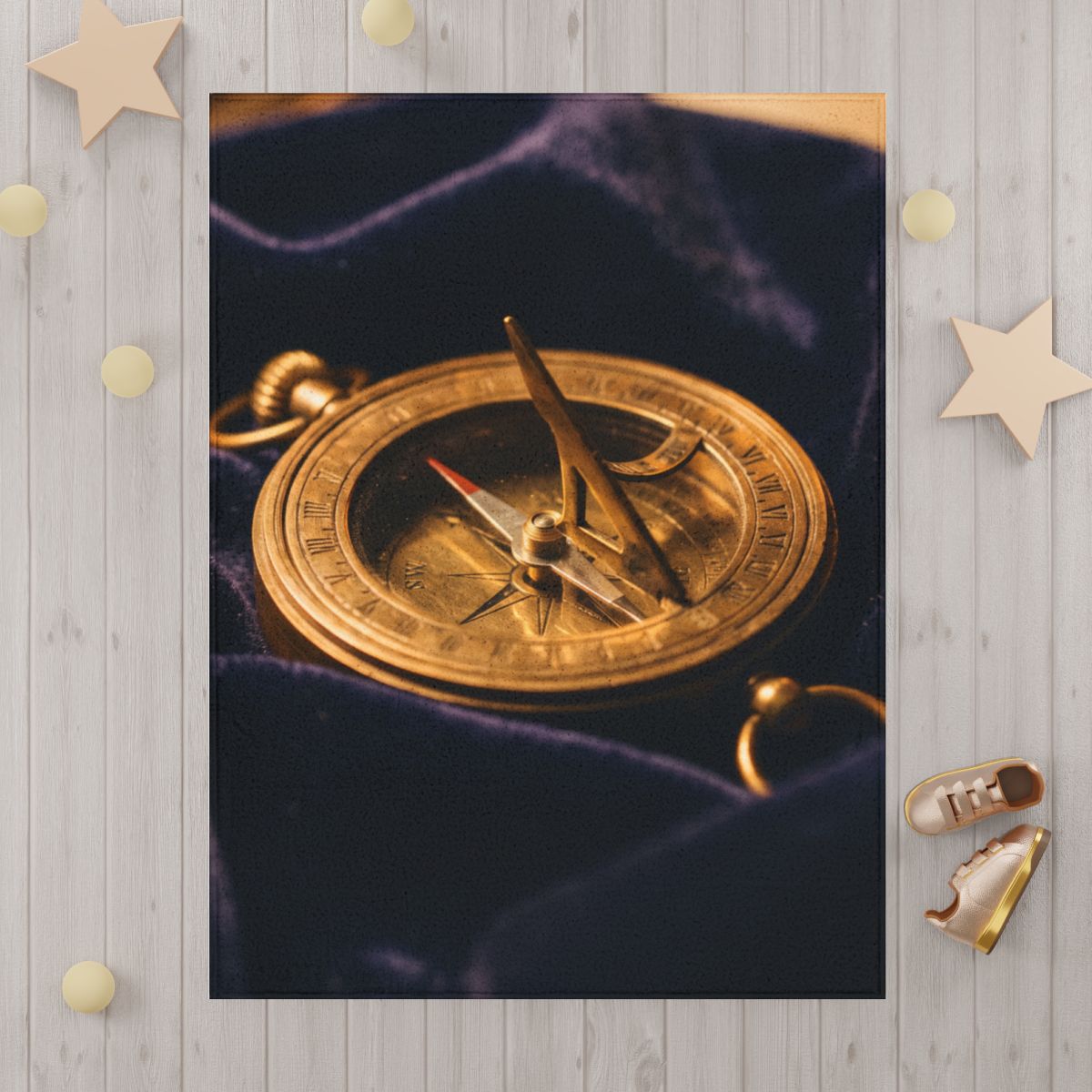 Vintage Brass Sundial Toddler Blanket