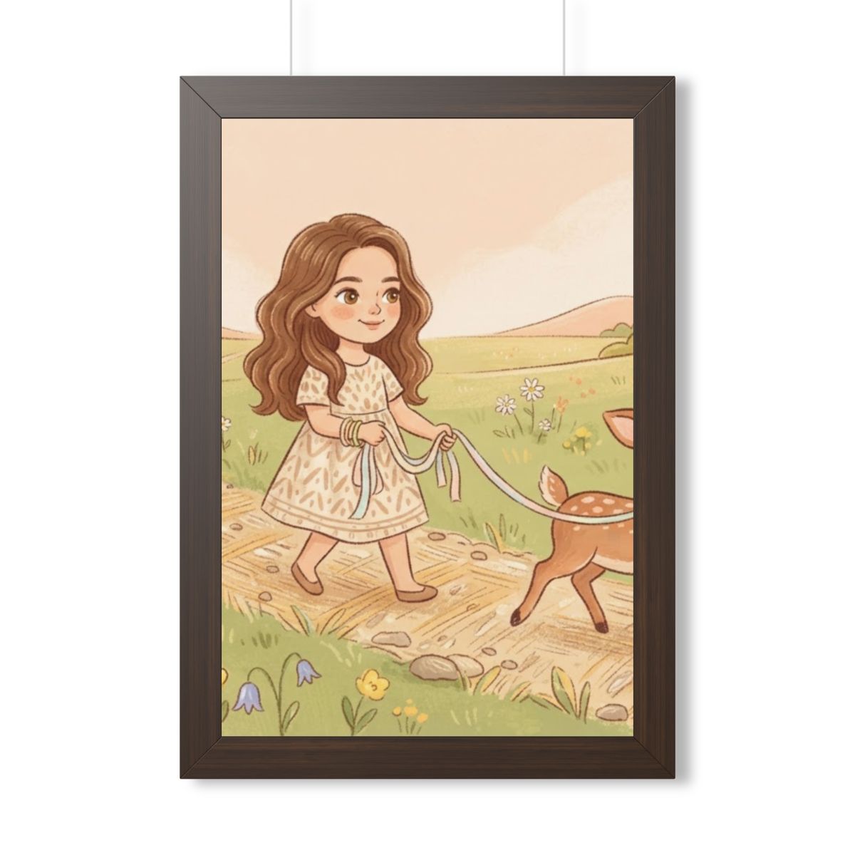 Framed Vertical Poster - Meadow Walk Fawn — Walnut (11×14......
