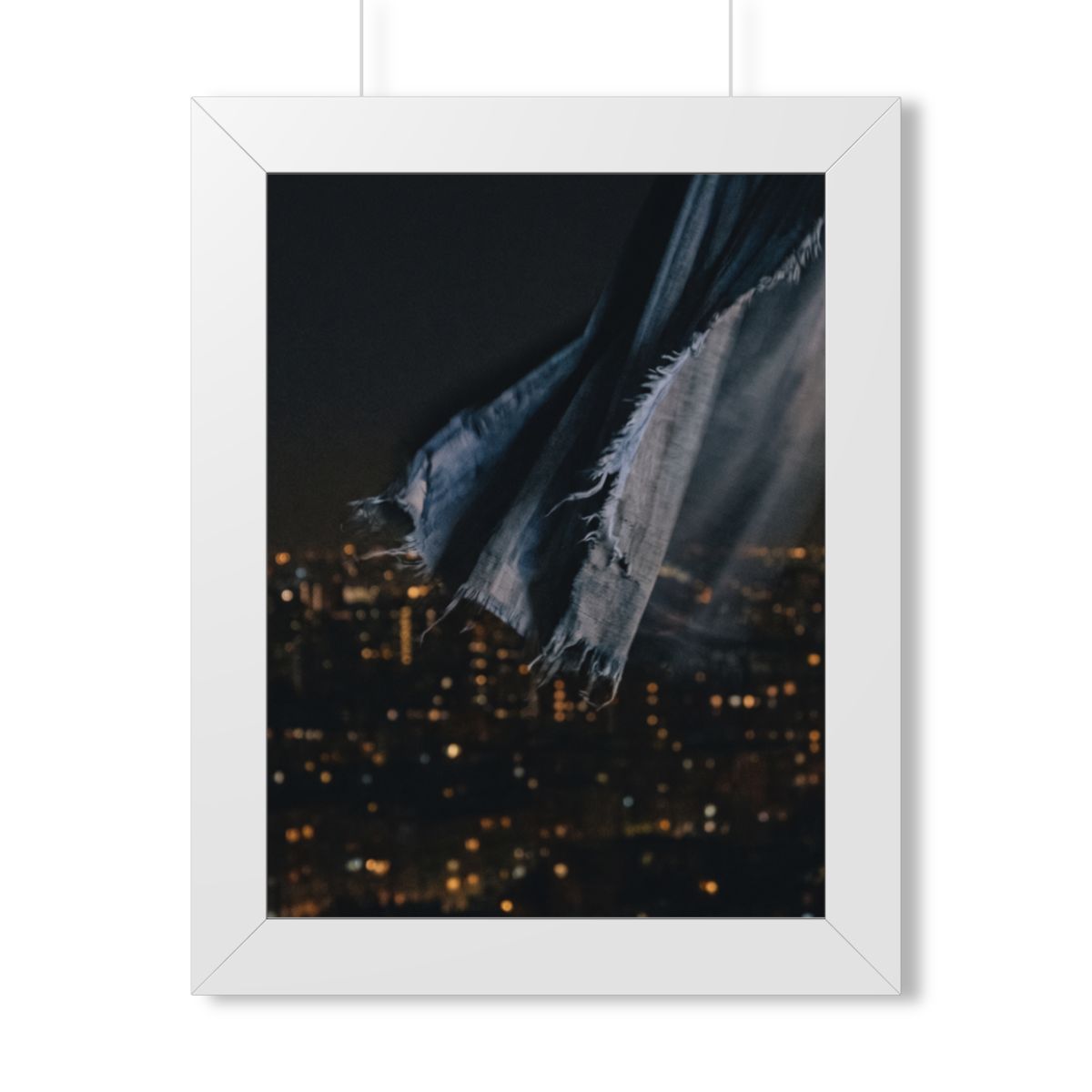 Framed Vertical Poster - City Lights Nocturne — White... |...