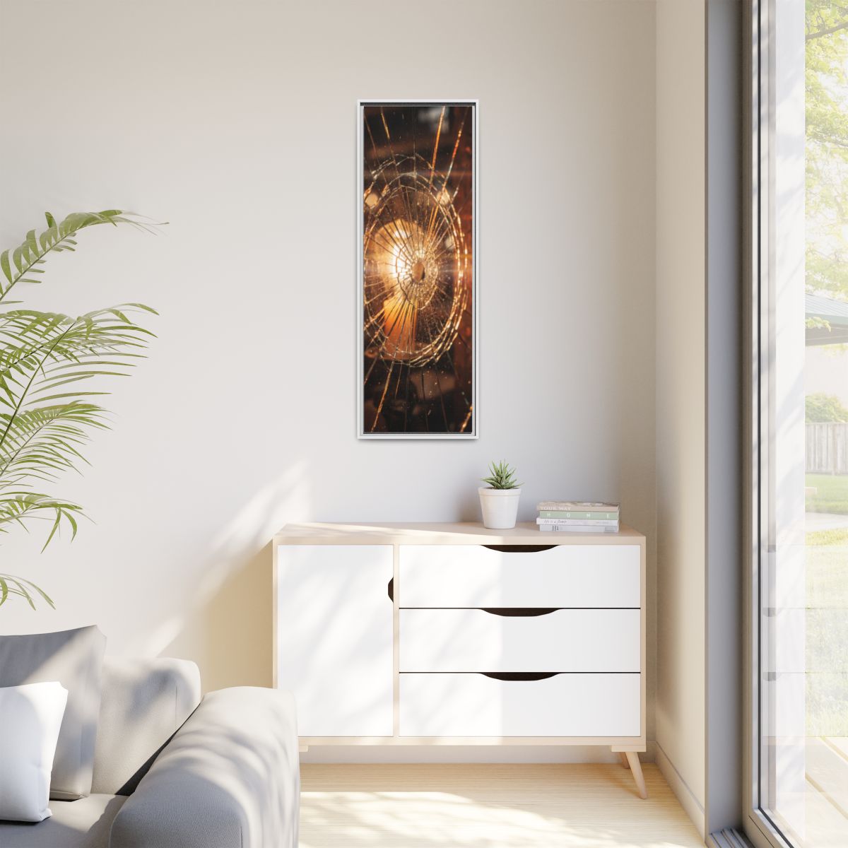 Matte Canvas, Framed - Golden Fractured Art — White / 1.25"...