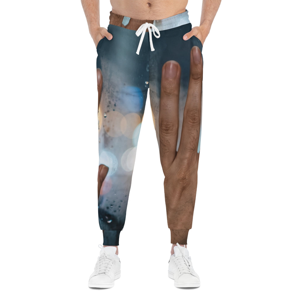 Men's Athletic Joggers Rainy City Window Art