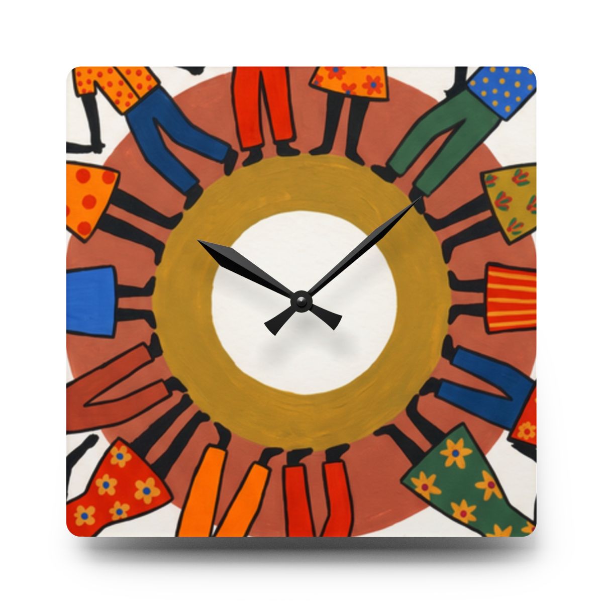 Acrylic Wall Clock - Unity Mandala Folk Art | Echovira...