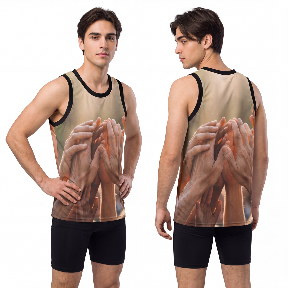Men's Unisex Basketball Jersey - Golden Rays of Unity Wall...