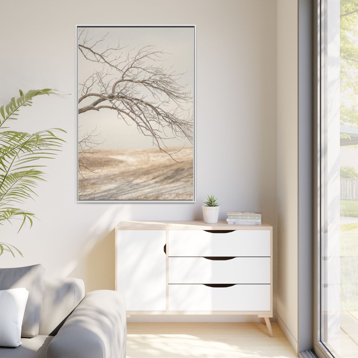 Matte Canvas, Framed - Winter Branch Solitude Landscape —......