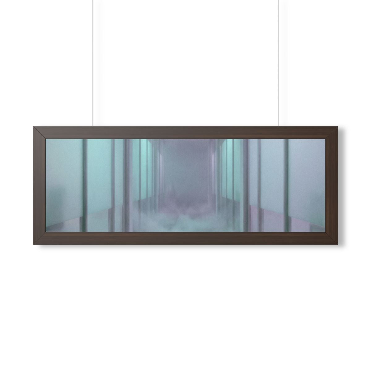 Framed Horizontal Poster - Liminal Corridor Fog Art Print —...