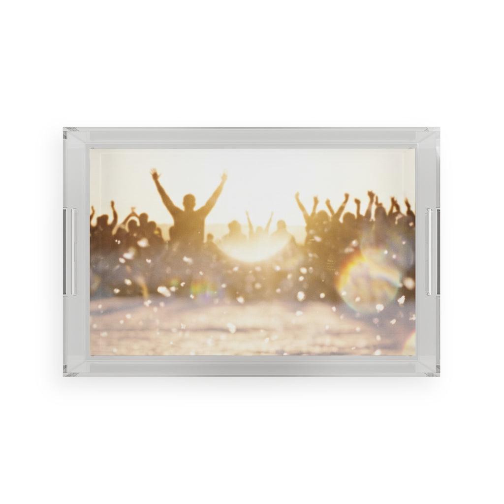 Golden Hour Crowd Celebration Acrylic Tray