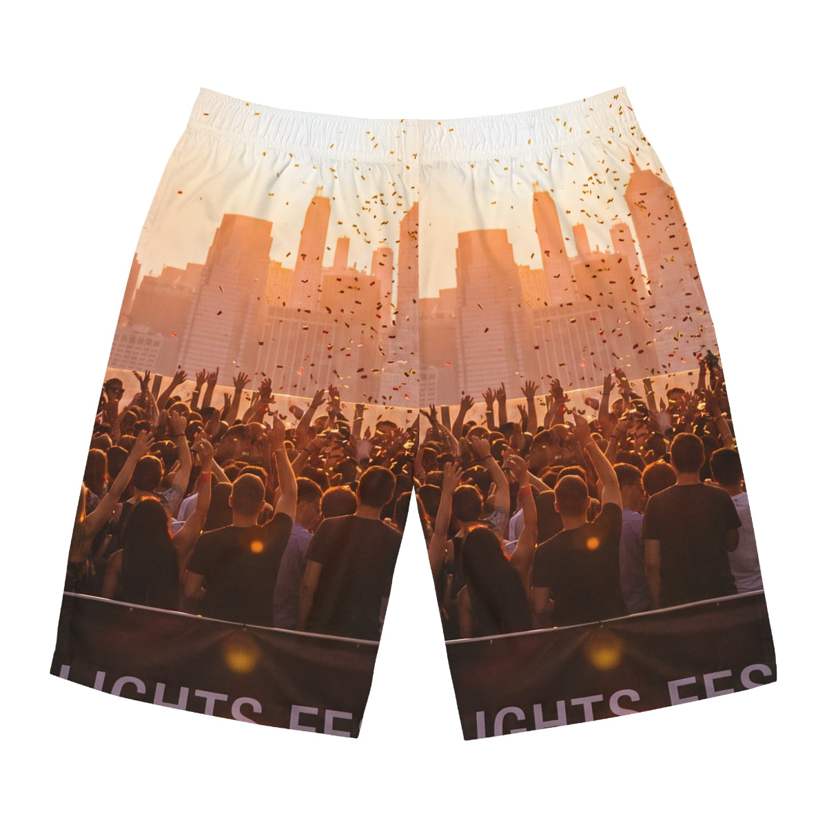 Men's Board Shorts - City Lights Festival | Echovira Gallery